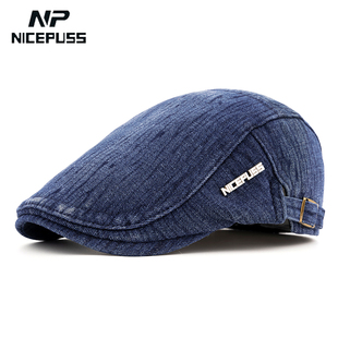 牛仔帽子男冬季保暖贝雷帽女潮时尚百搭加绒鸭舌帽男款前进帽棉帽