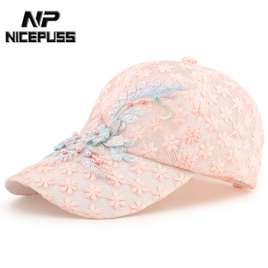 粉色帽子女夏季透气防晒遮阳帽女士太阳帽国风时尚洋气旅游棒球帽