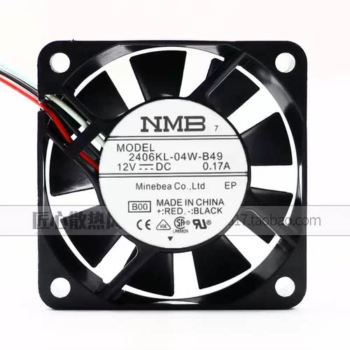 NMB 2406KL-04W-B49 12V 0.17A 60*60*15MM 双滚珠轴流风扇
