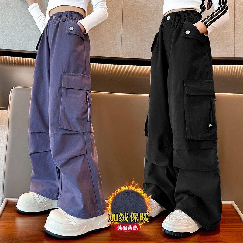 女童加绒阔腿工装嘻哈街