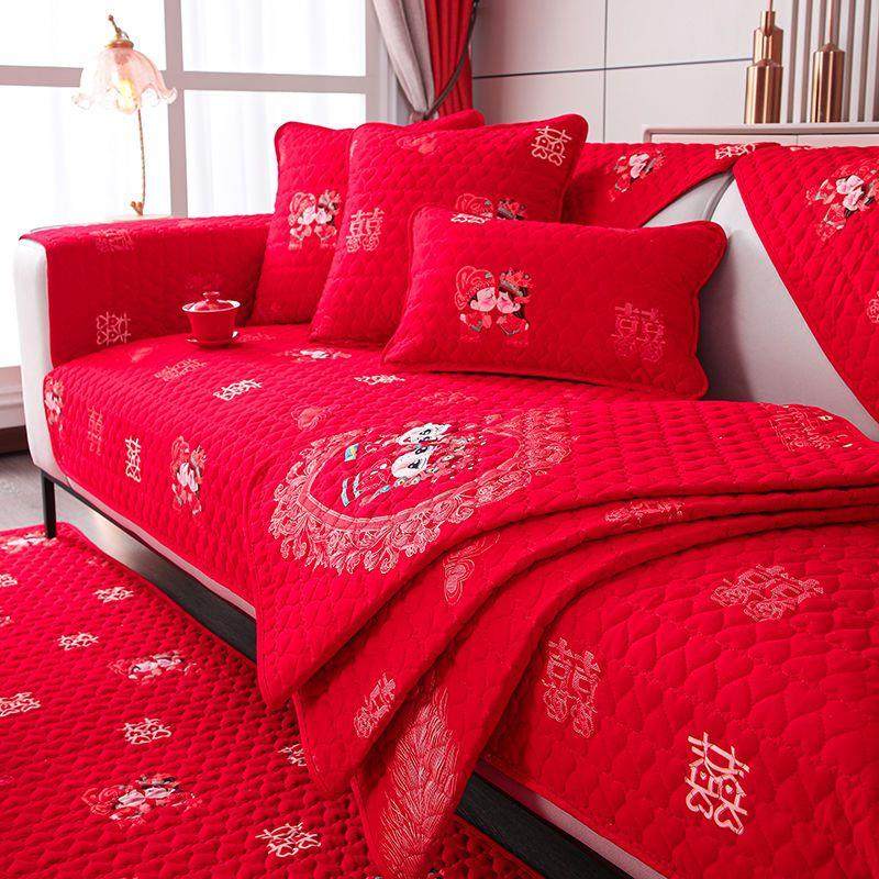 婚庆纯棉沙发垫四季通用大红新年喜庆防滑奢华可定做抱枕坐垫结婚,居家布艺,沙发垫,淘宝优惠券,粉丝福利购,淘宝优惠卷