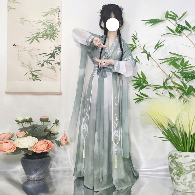 安阳童装高端原创女童大童汉服连衣裙中国风唐褙子齐腰裙九12岁15
