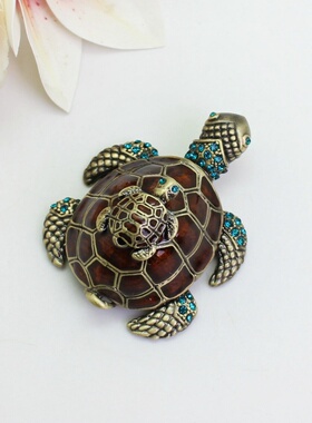 金属工艺品景区旅游纪念品珐琅彩子母龟创意装饰桌面摆件送长辈