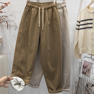 潮 女加绒加厚2025冬保暖老爹萝卜裤 SY思颖巨显瘦宽松休闲裤 哈伦裤