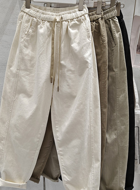 SY思颖文艺棉布休闲裤女2025秋冬宽松百搭显瘦老爹裤萝卜裤哈伦裤