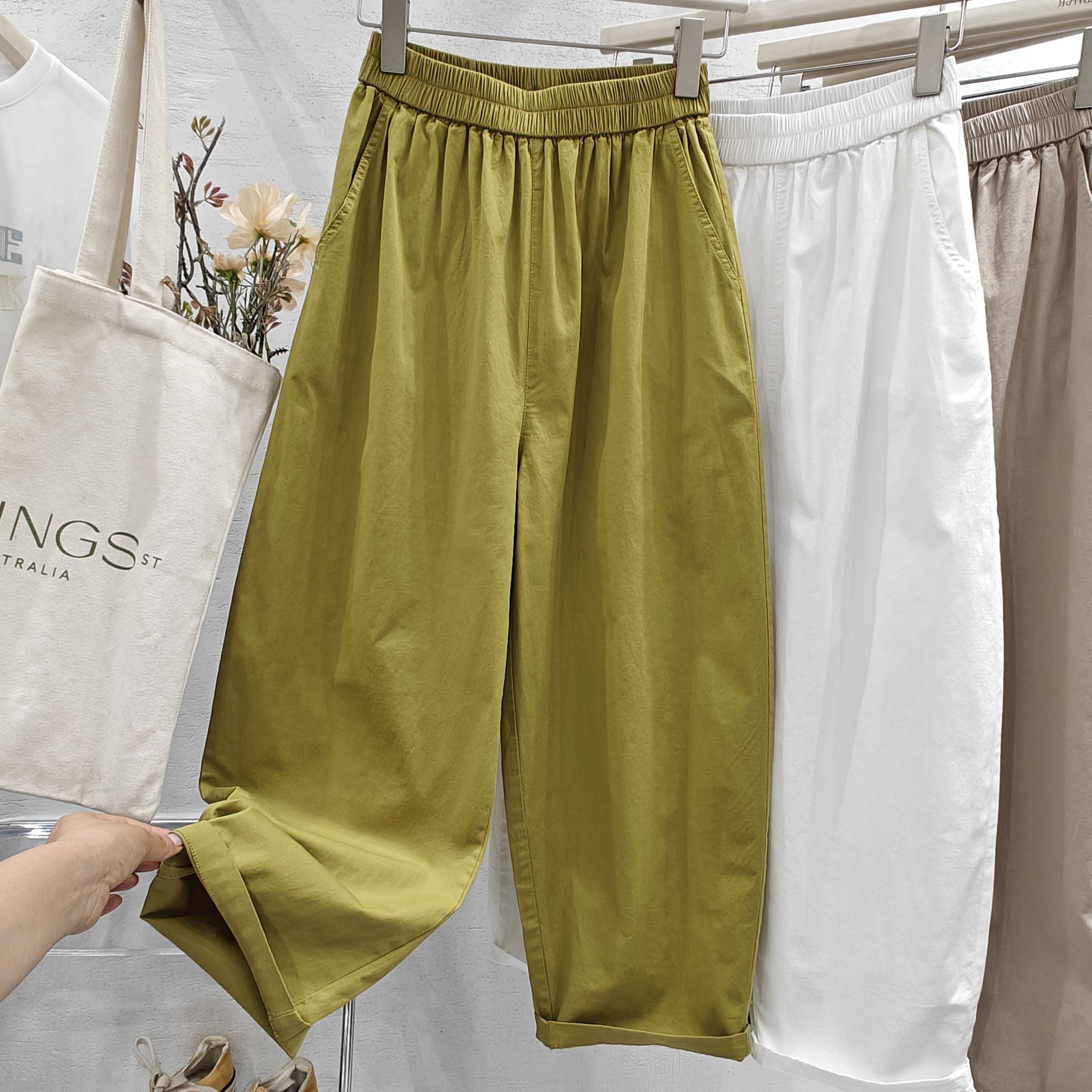 薄款水洗棉阔腿裤哈伦裤显瘦