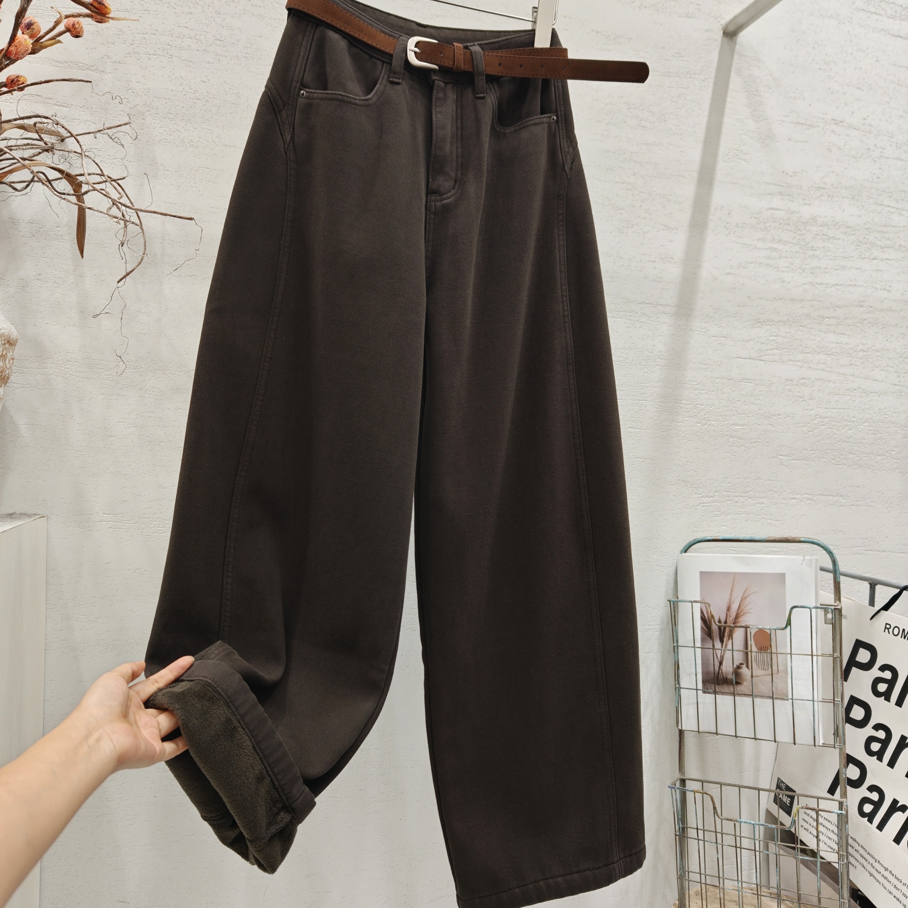 高端欧货高腰显瘦阔腿牛仔裤女2025冬季新款宽松直筒休闲长裤子潮,女装/女士精品,休闲裤,淘宝优惠券,粉丝福利购,淘宝优惠卷