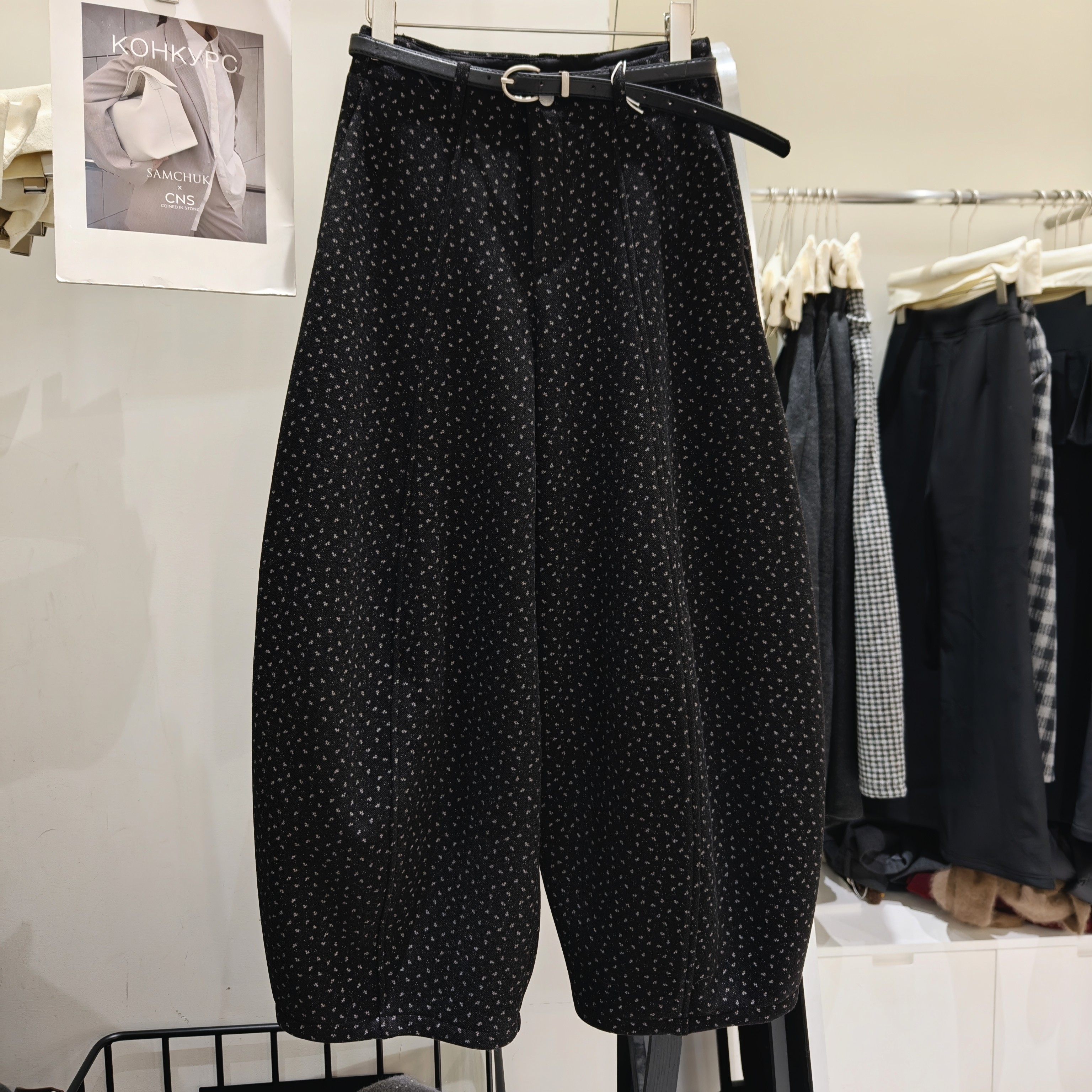 欧货高端加绒加厚碎花阔腿气球裤女2025冬宽松显瘦直筒休闲弯刀裤,女装/女士精品,休闲裤,淘宝优惠券,粉丝福利购,淘宝优惠卷