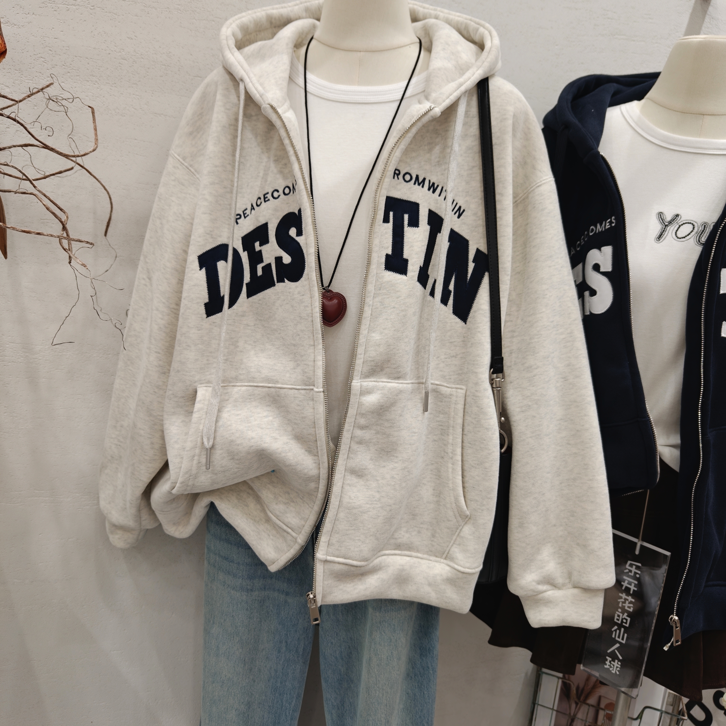 美式宽松慵懒风加厚加绒连帽卫衣