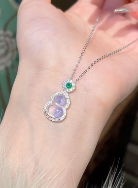 钛钢不掉色新中式粉紫色葫芦吊坠项链女小众轻奢锁骨链毛衣链气质