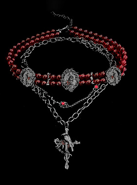 秦彻乌鸦哥衍生项链二次元恋与深空印象周边双层叠戴十字架颈链