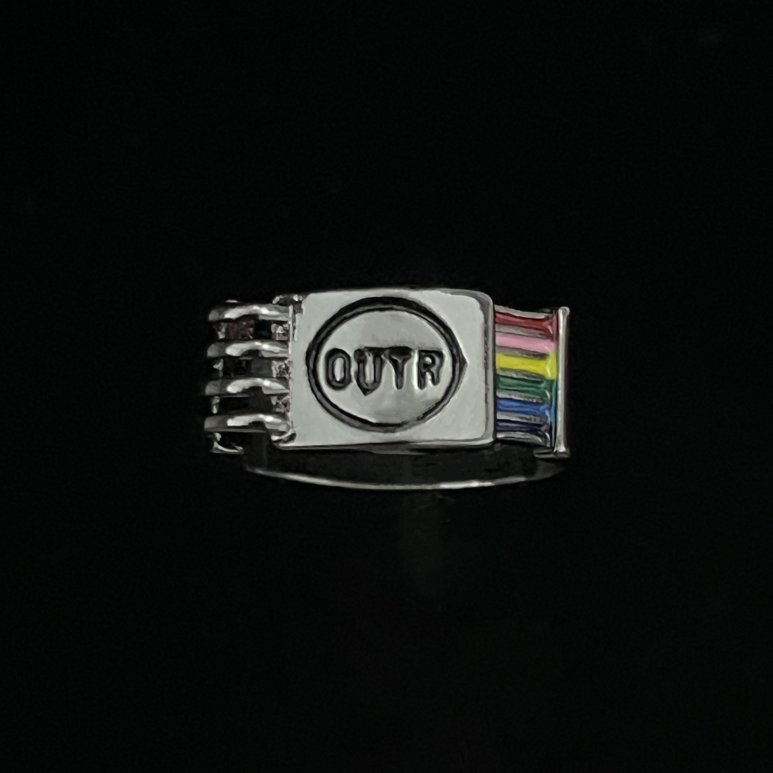 彩虹情侣戒指高级设计感潮流百搭指环饰品