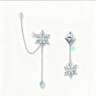 【茉时花信】小茉莉的的雪花耳夹2025新款绝美雪花耳钉耳夹一体