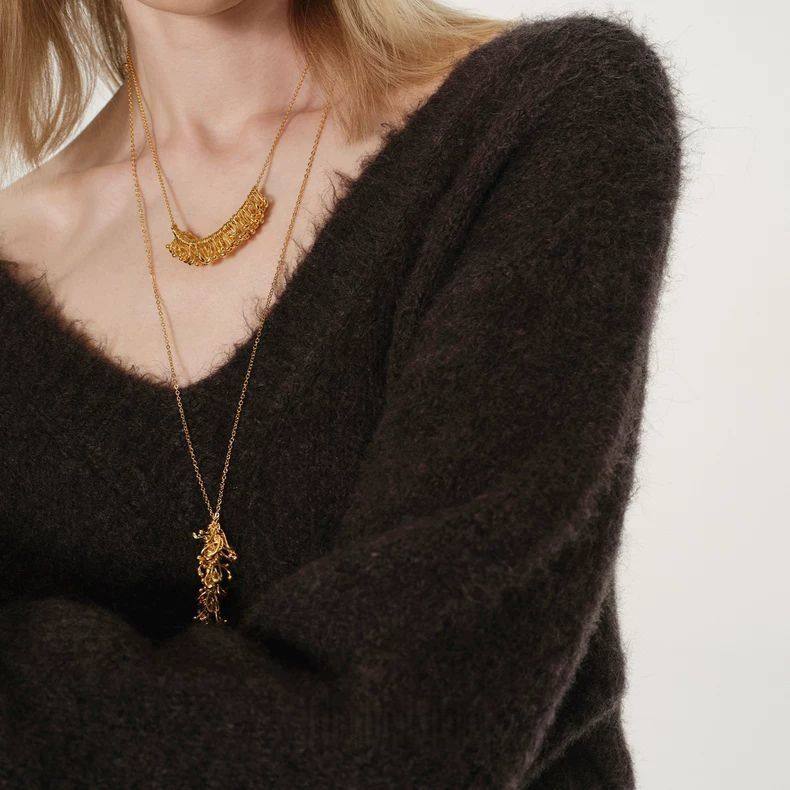 吴昕同款 烟花拼接金属项链流苏长款新款设计首饰度假毛衣链饰品