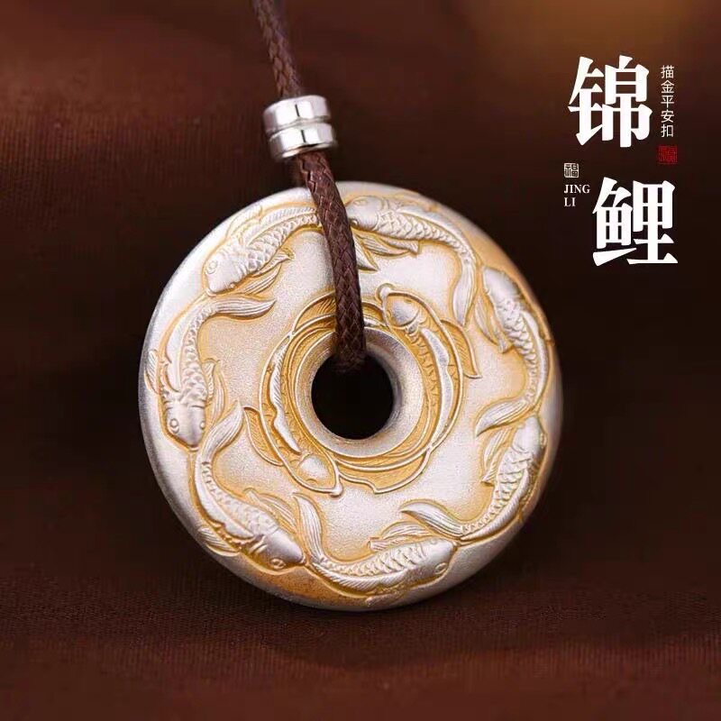 足银9999锦鲤立体雕刻吊坠送礼