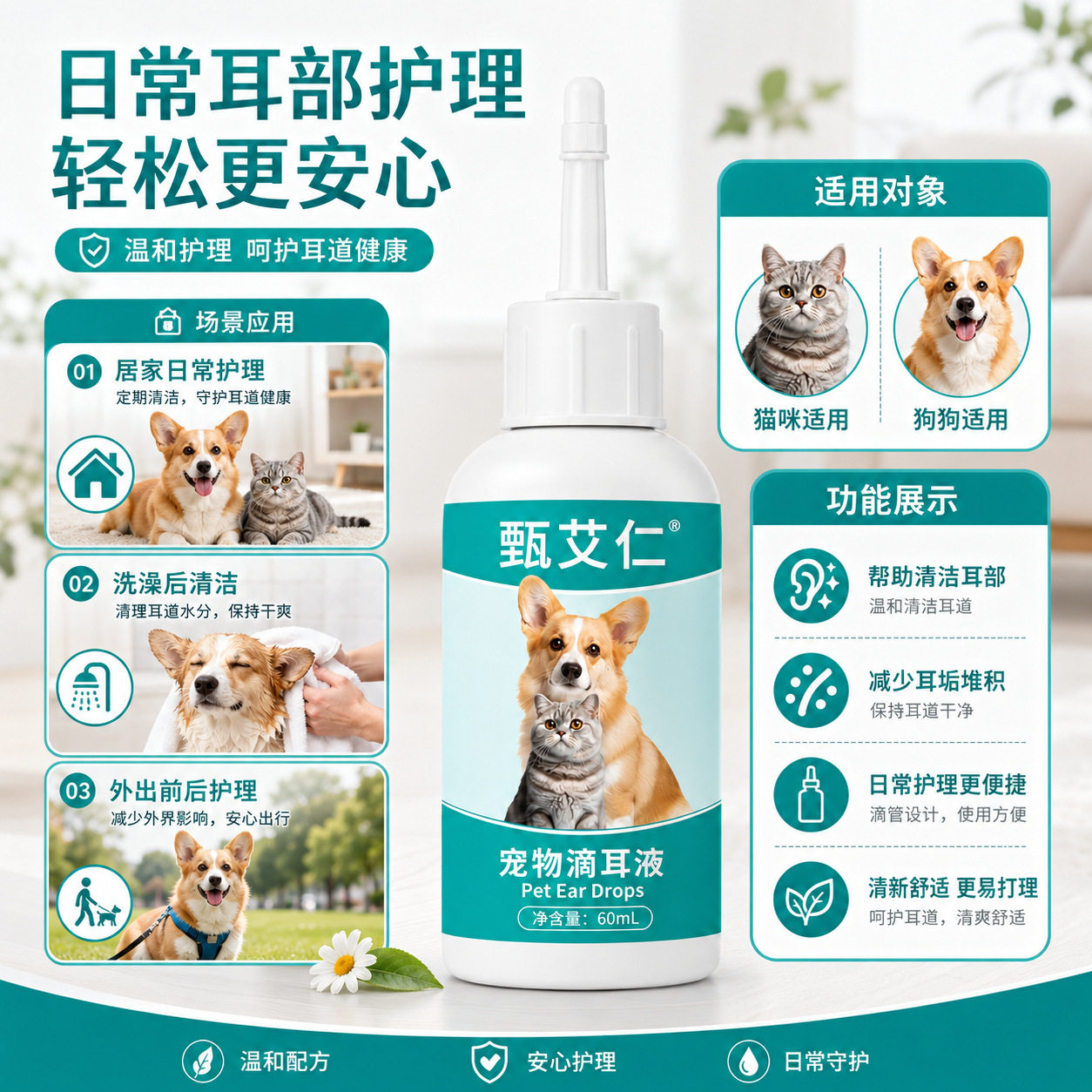 源头工厂宠物用品宠物洗耳液猫咪狗耳朵水清洗耳滴耳液耳部护理