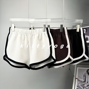 春夏新美式复古纯欲辣妹短裤ins女中腰休闲运动短裤热裤阔腿瑜伽