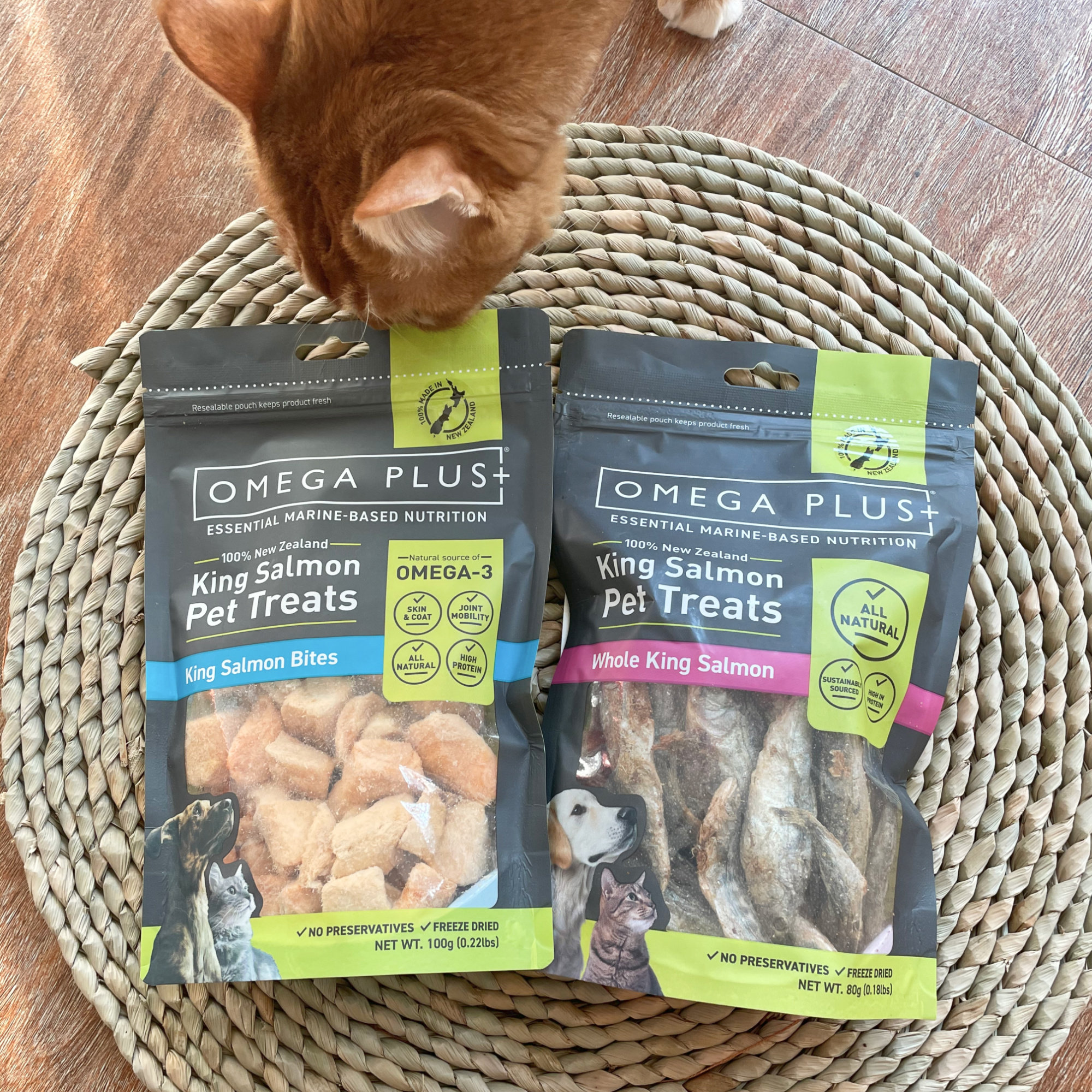 新西兰op小鱼干奥鲑冠omegaplus冻干三文鱼帝王鲑鱼干块猫狗零食