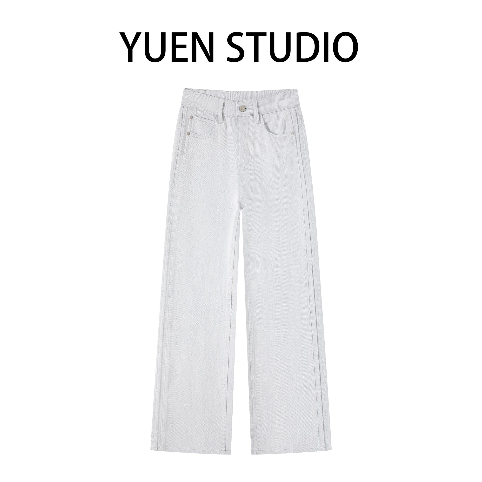 YUEN【8835】秋季新品混纺解构直筒阔腿裤设计感大牌显瘦时尚牛仔