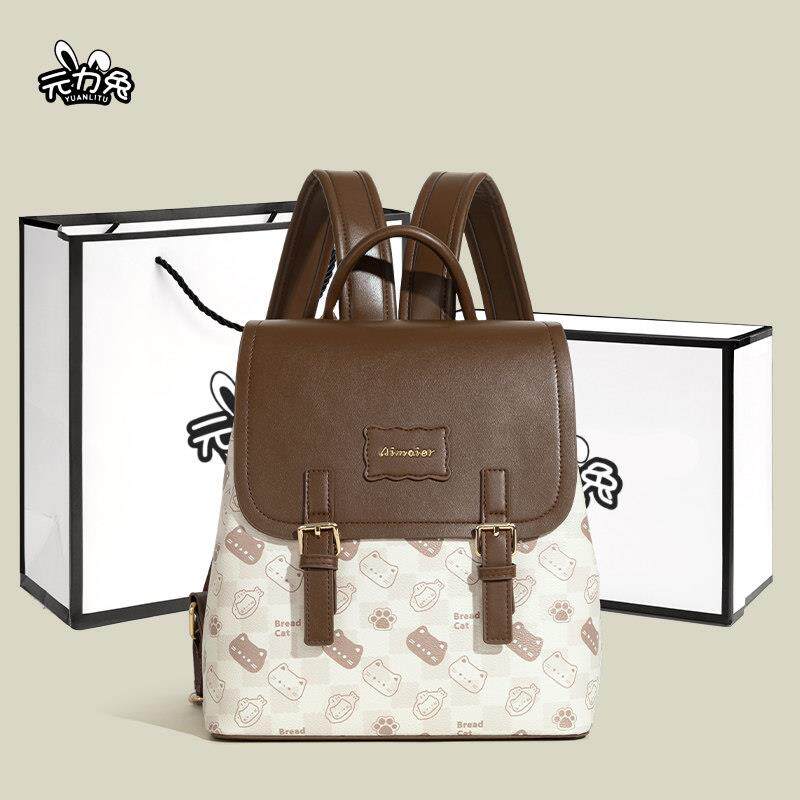 【全球购】韩版可爱猫咪双肩包女式2026新款通勤书包轻便休闲旅行