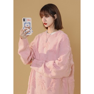 2024冬季假两件毛巾绣毛衣女圆领打底衫B213-6989-P70控88,golf converse粉色搭配图片