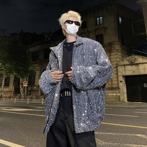 秋季高级感闪闪亮片拉链夹克男小众精致韩版外套 B213-0157-P168图片