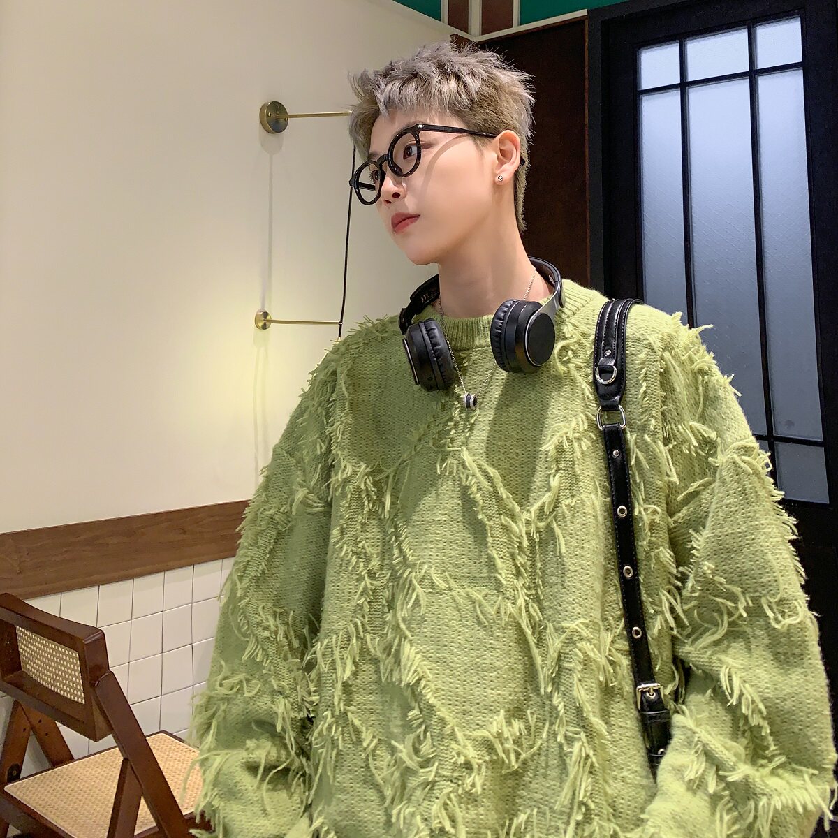 2024秋冬潮牌流苏套头毛衣男软糯针织衫B213-8078-P70控88,男装针织衫/毛衣,星座617A-4