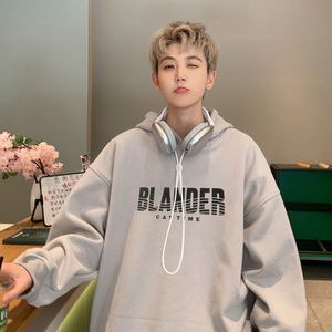 现货华棉复合加绒硅胶印花连帽卫衣男B213-8123-P70控88