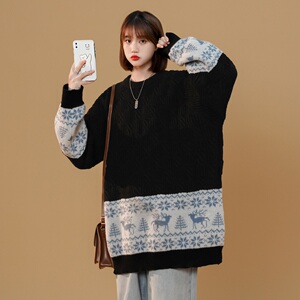 2023卡通提花毛衣女宽松针织衫 B213-6965-P70控88图片