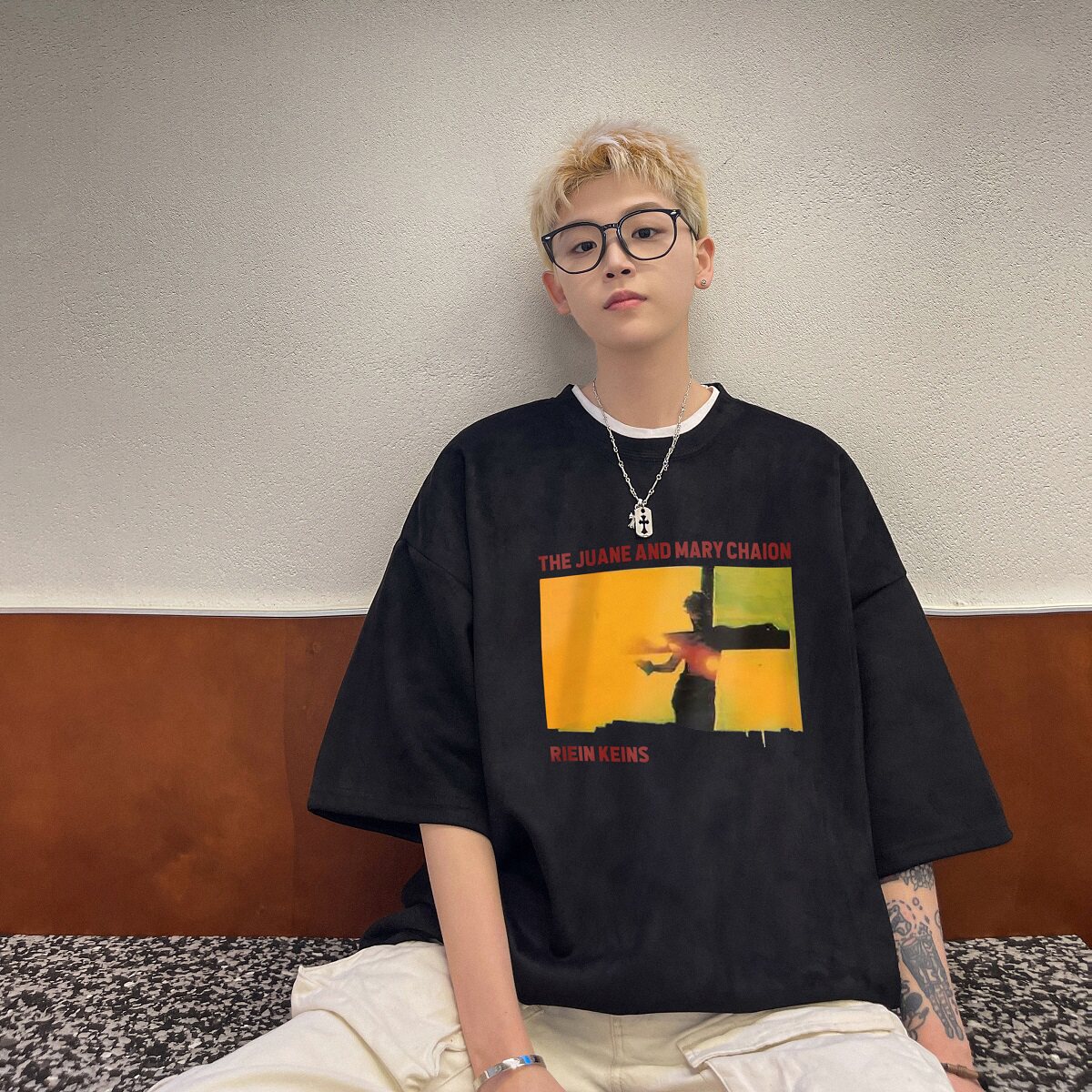2024夏季麂皮绒印花短袖男圆领T恤 B213-8060-P28控49图片