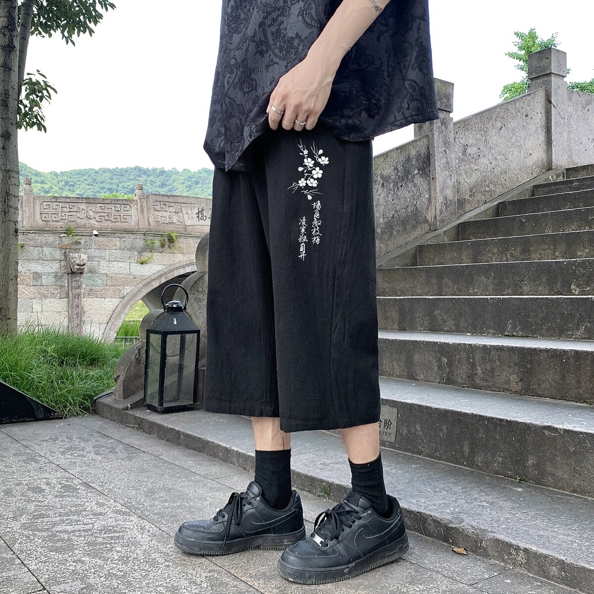 夏季新中式风亚麻裤男宽松七分裤B213-8151-P33控49,男装休闲裤,星座617A-4
