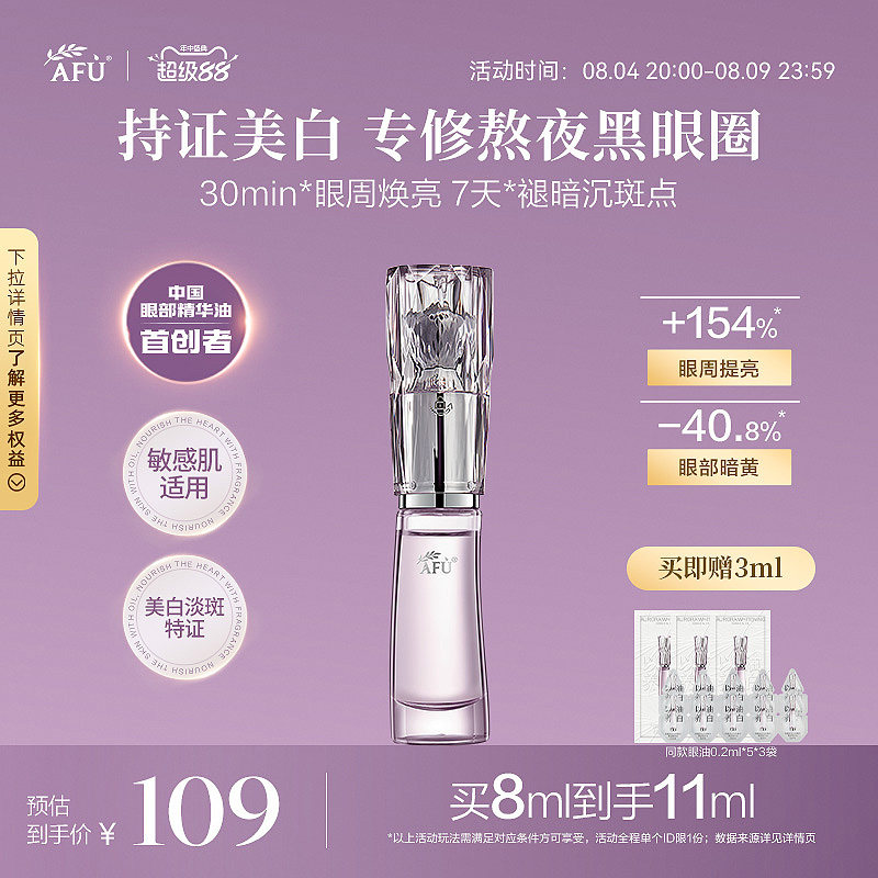【百补】阿芙极光美白眼油去暗沉黑眼圈祛斑淡斑眼部精华8ml