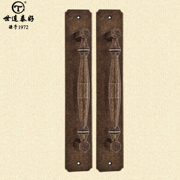 世连泰好全铜美式仿古木门拉手柜门纯铜中式复古铜色大门把手明装