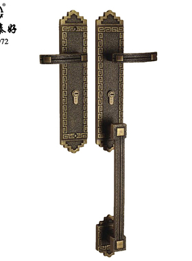 台湾世连泰好铜锁 中式仿古铜大门锁全铜 双开对开门木门锁LC6000