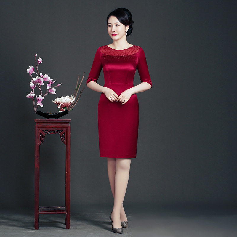 2026新款喜婆婆婚宴旗袍连衣裙女春秋高端气质丈母娘妈妈结婚