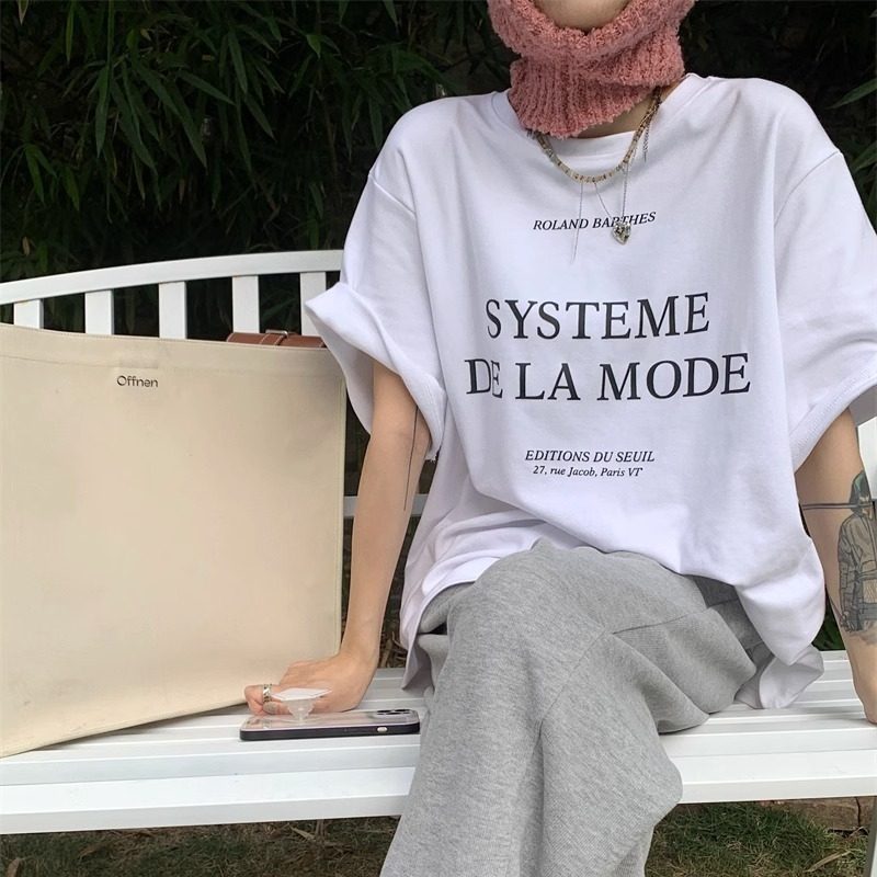 美式复古白色短袖T恤女ins2025年新款设计感小众百搭宽松圆领上衣,女装/女士精品,T恤,淘宝优惠券,粉丝福利购,淘宝优惠卷