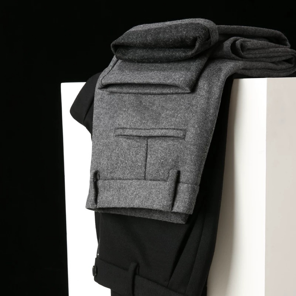 商务修身冬季厚款高品质羊毛裤男