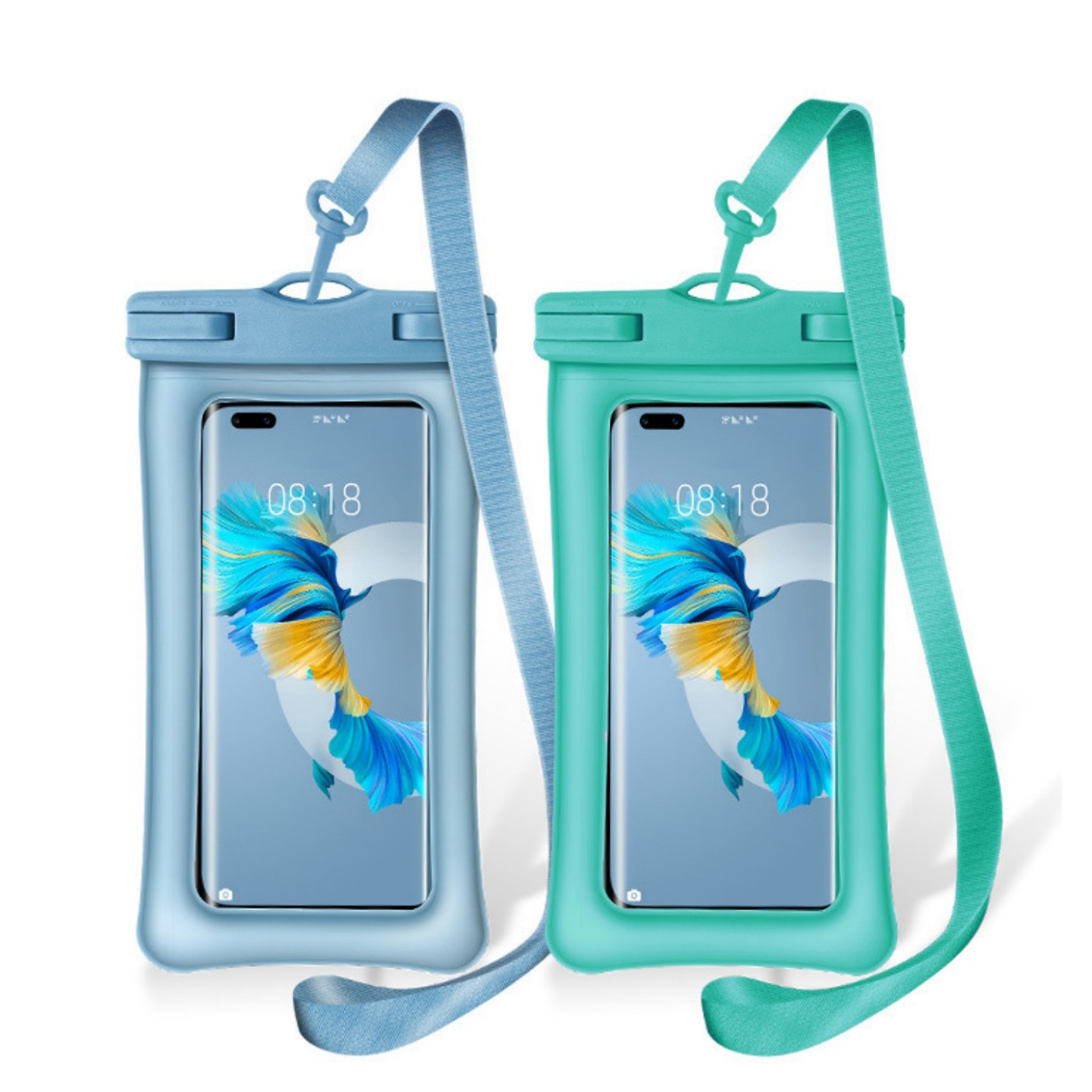 马卡龙色手机防水袋双气囊触屏透明密封游泳潜伏充气防水套