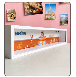 拉布布怪味便利店盲盒收纳盒LABUBU展示相框防尘中空挂墙抽拉玻璃