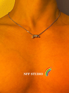 NFF钛钢螺旋弹簧项链男个性小众设计轻奢锁骨链街头ins冷淡嘻哈潮