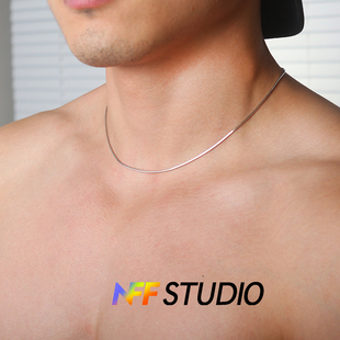 NFF925银项链男女锁骨链轻奢细链高级感素银链配饰百搭蛇骨链超闪