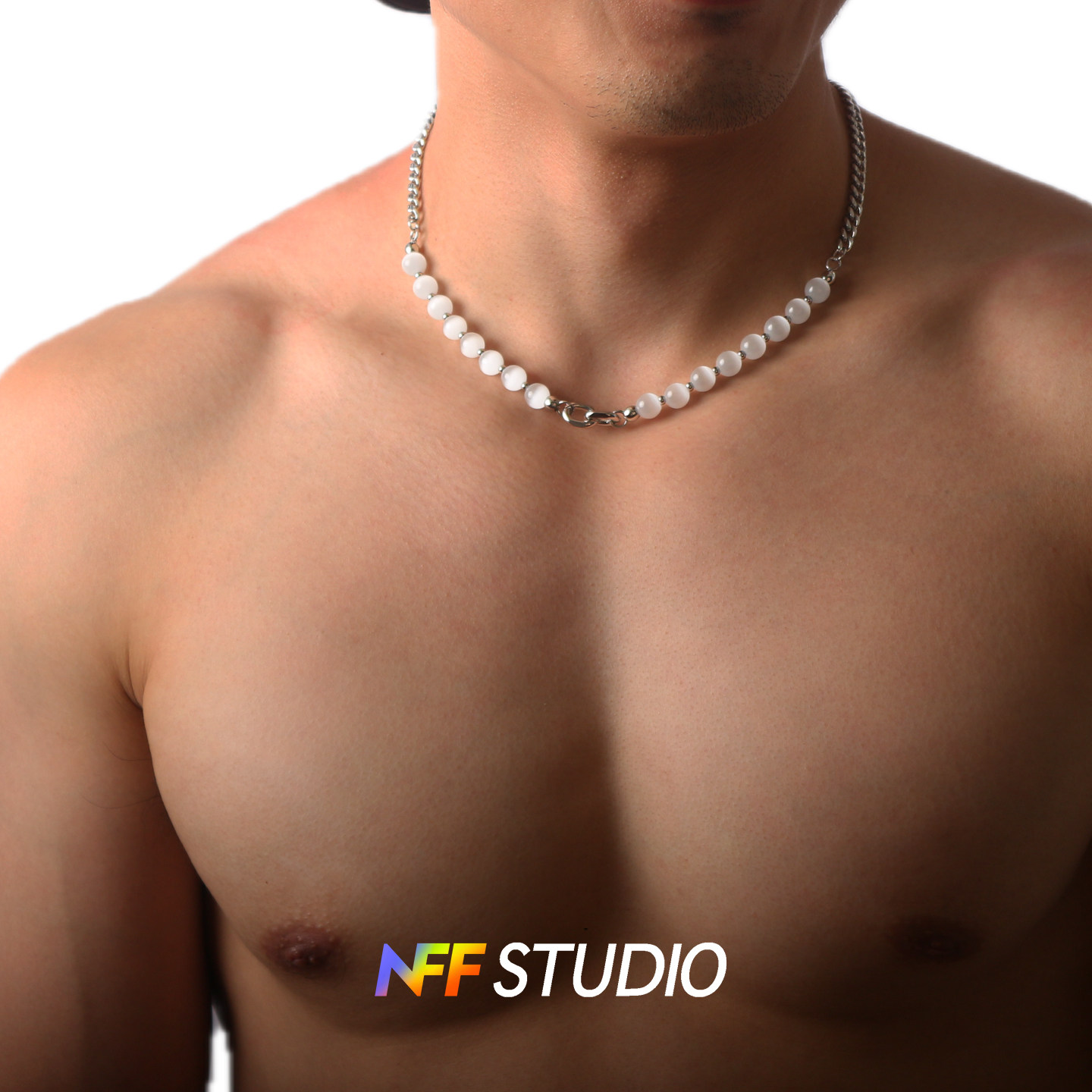 NFF男士钛钢猫眼石锁骨链