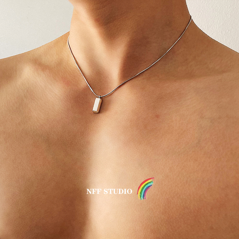 NFF极简小银砖不掉色钛钢项链男潮小众设计嘻哈冷淡风高级锁骨链