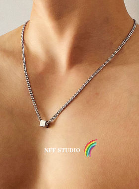 NFF王一博同款毛衣链钛钢项链男潮酷ins嘻哈卫衣链吊坠锁骨链配饰