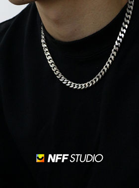 NFF不掉色欧美街头粗古巴链高级感男生嘻哈朋克项链潮流钛钢饰品