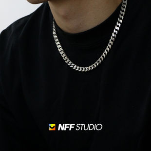 NFF不掉色欧美街头粗古巴链高级感男生嘻哈朋克项链潮流钛钢饰品