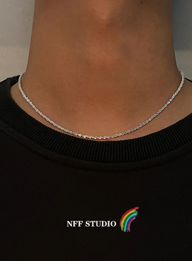 NFF极简主义小众高级闪烁项链男嘻哈简约蛇骨链锁骨链欧美冷淡风