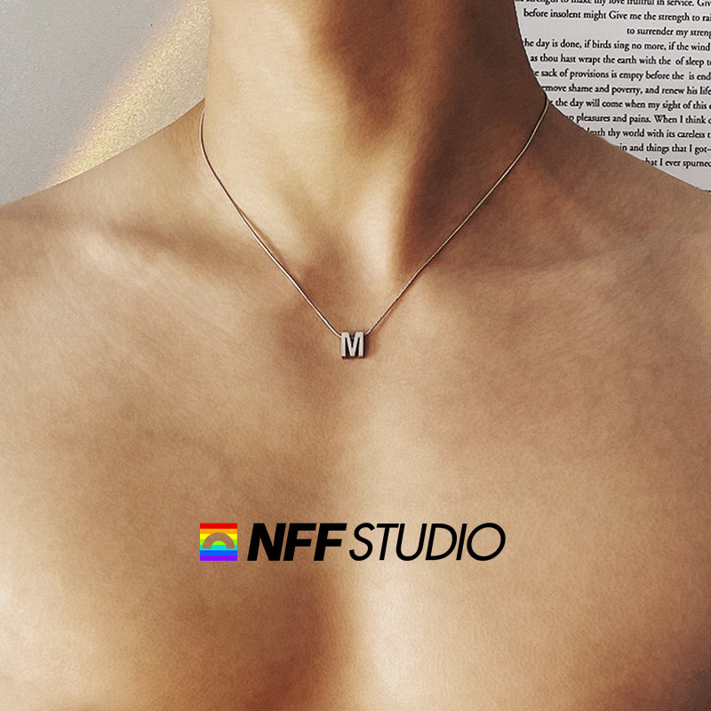 NFF污污DIY字母轻奢简约时尚钛钢项链男嘻哈潮ins小众精致锁骨链