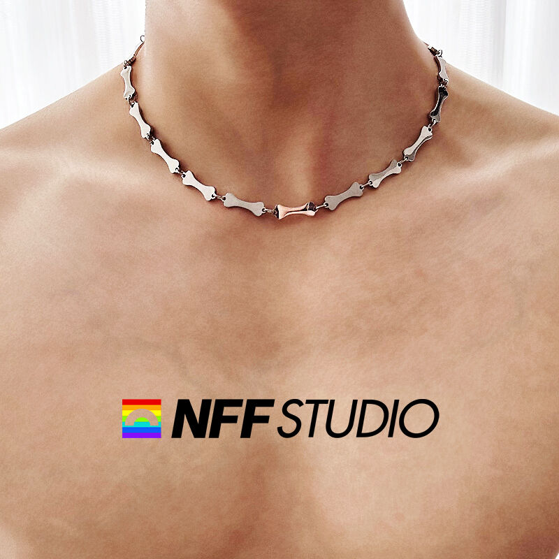 NFF原创手工骨头哥特风个性项链男嘻哈ins潮高级感锁骨链时尚配饰
