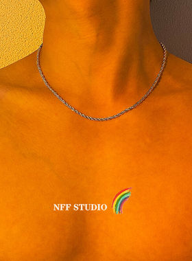 NFF嘻哈轻奢小众钛钢项链男ins冷淡风极简欧美街头锁骨链潮麻花链